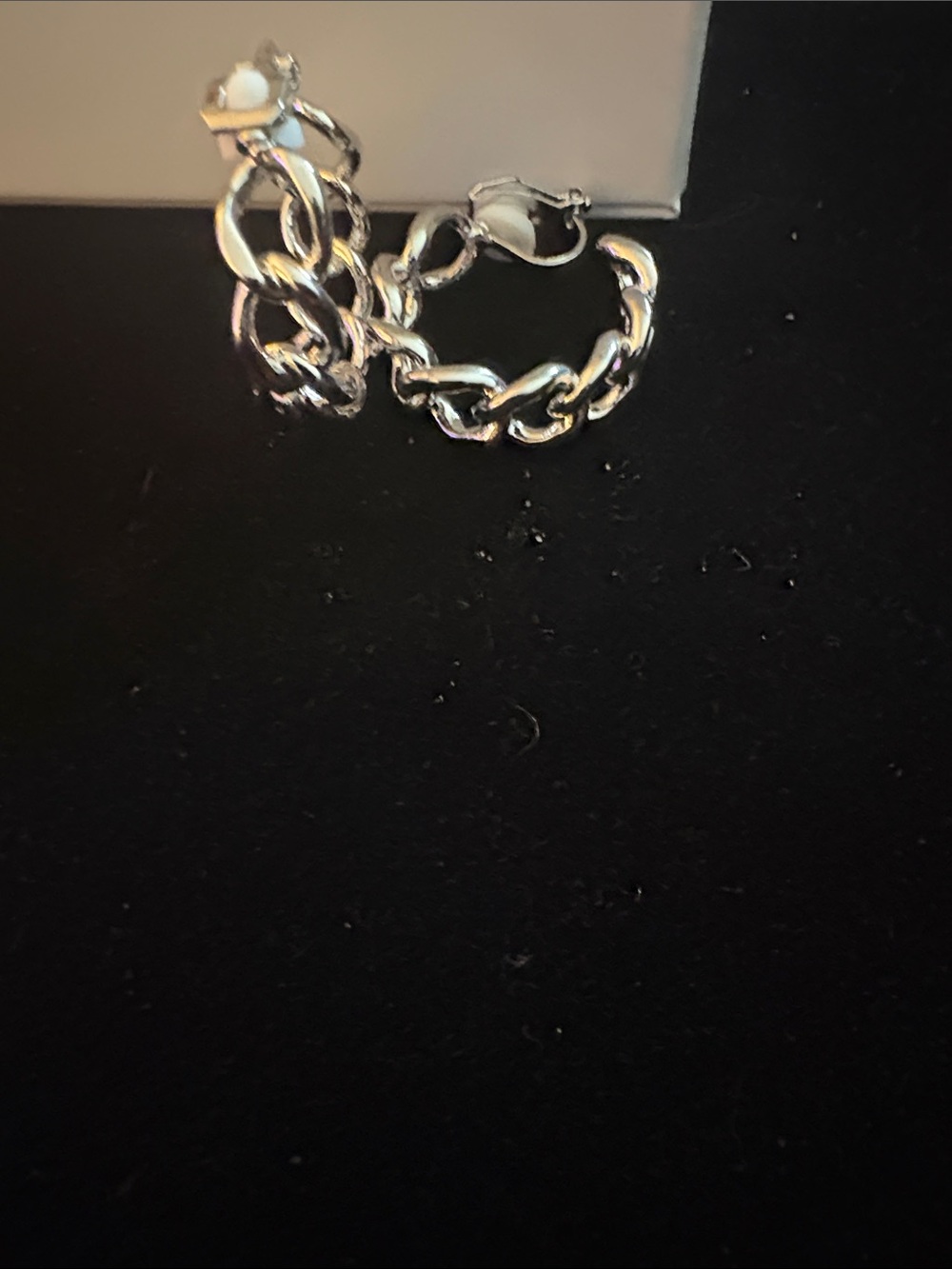 Silver Clip on Chain Hoop Earrings - Polished Silver Women’s Jewelry